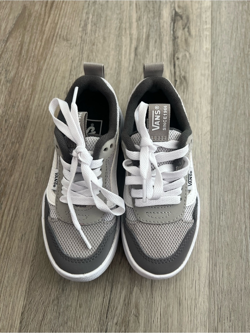 Vans Gray & White Kids Sneakers - Picture 2 of 6